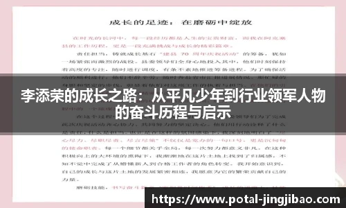 李添荣的成长之路：从平凡少年到行业领军人物的奋斗历程与启示